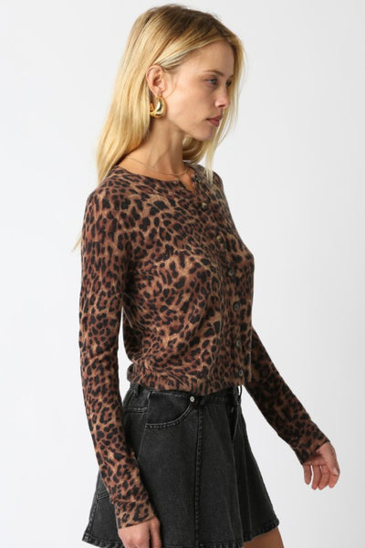 OLIVACEOUS CHRISSY LEOPARD CARDIGAN