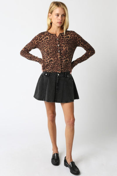 OLIVACEOUS CHRISSY LEOPARD CARDIGAN