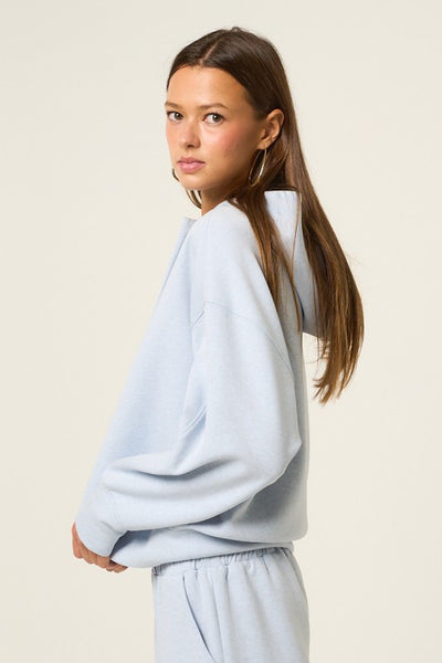 HALF ZIP PULLOVER HOODIE LT BABY BLUE