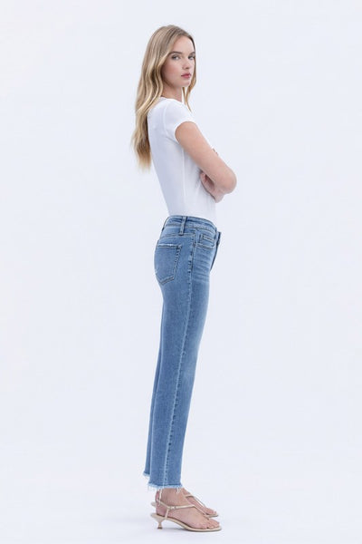 VERVET MID RISE RAW HEM ANKLE STRAIGHT JEANS FELICITY