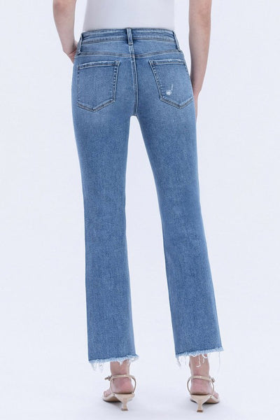 VERVET MID RISE RAW HEM ANKLE STRAIGHT JEANS FELICITY