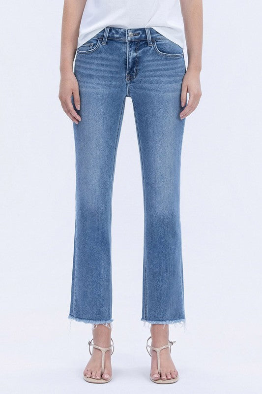VERVET MID RISE RAW HEM ANKLE STRAIGHT JEANS FELICITY