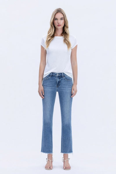 VERVET MID RISE RAW HEM ANKLE STRAIGHT JEANS FELICITY