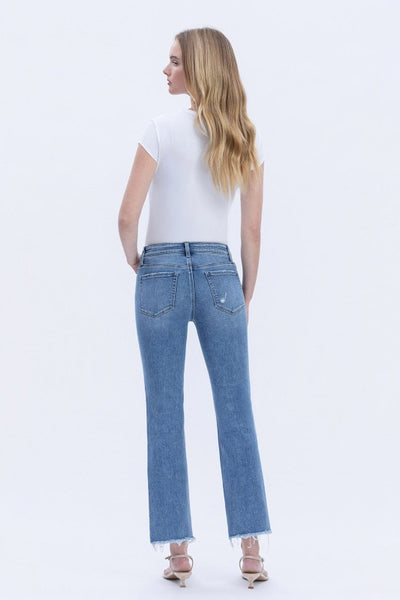 VERVET MID RISE RAW HEM ANKLE STRAIGHT JEANS FELICITY
