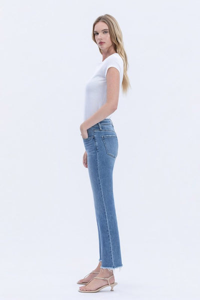 VERVET MID RISE RAW HEM ANKLE STRAIGHT JEANS FELICITY