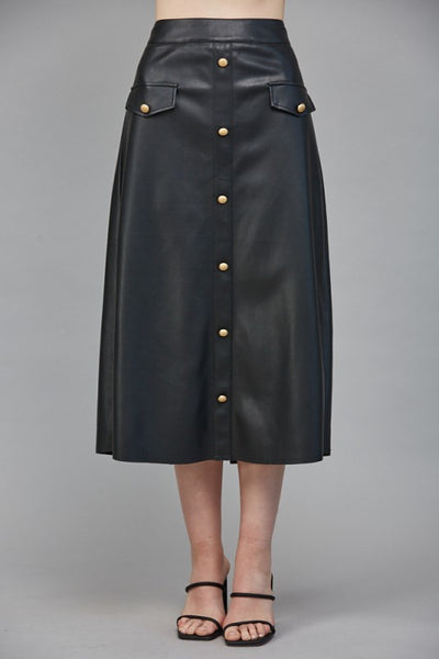 FATE BLACK GOLD BUTTON FRONT FAUX SKIRT