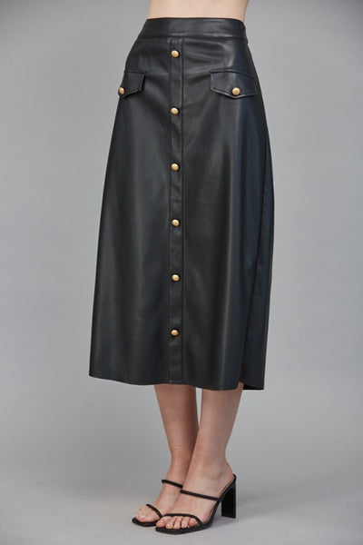 FATE BLACK GOLD BUTTON FRONT FAUX SKIRT
