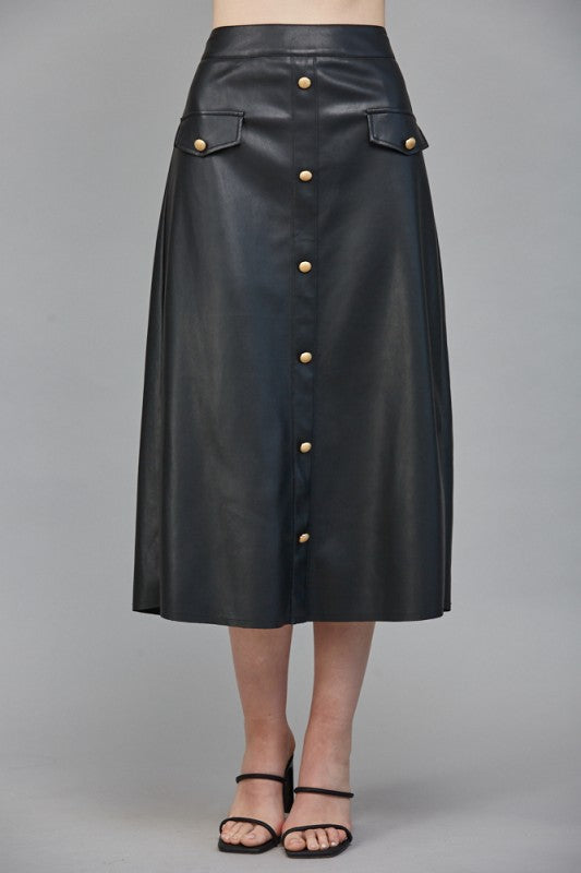 FATE BLACK GOLD BUTTON FRONT FAUX SKIRT
