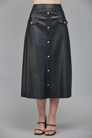 FATE BLACK GOLD BUTTON FRONT FAUX SKIRT