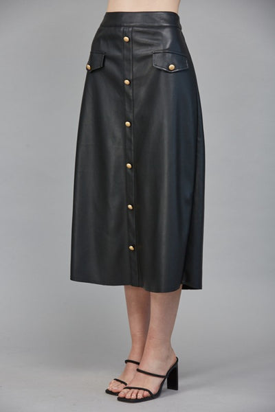 FATE BLACK GOLD BUTTON FRONT FAUX SKIRT