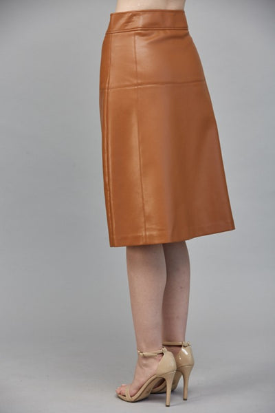 FATE CARAMEL BROWN A LINE FAUX SKIRT