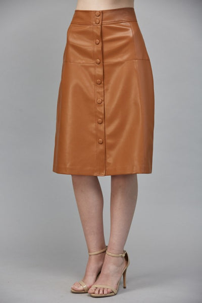 FATE CARAMEL BROWN A LINE FAUX SKIRT