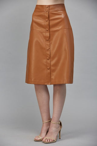 FATE CARAMEL BROWN A LINE FAUX SKIRT