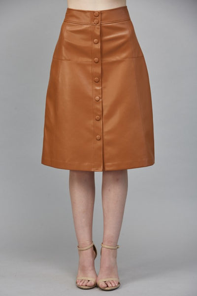 FATE CARAMEL BROWN A LINE FAUX SKIRT