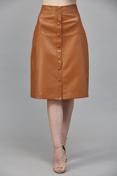 FATE CARAMEL BROWN A LINE FAUX SKIRT