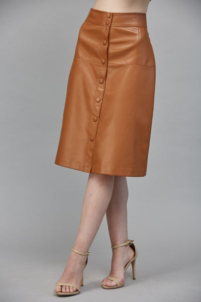 FATE CARAMEL BROWN A LINE FAUX SKIRT