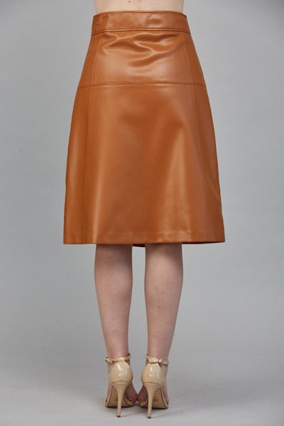 FATE CARAMEL BROWN A LINE FAUX SKIRT