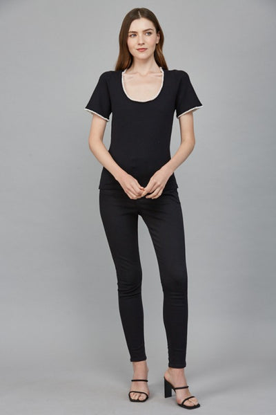 FATE BLACK PEARL TRIM DETAIL SWEATER