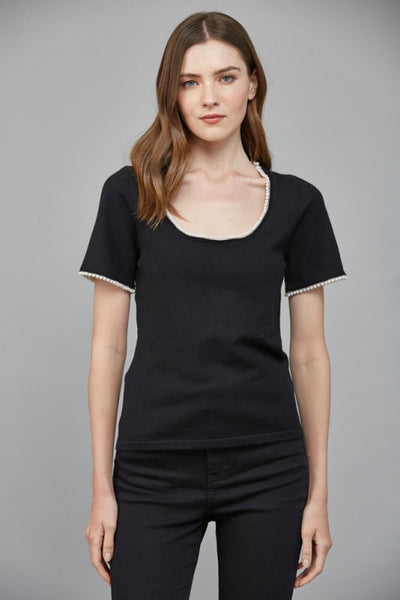 FATE BLACK PEARL TRIM DETAIL SWEATER