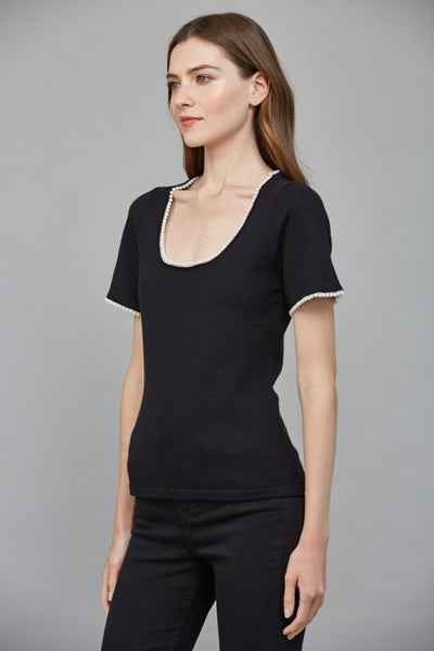 FATE BLACK PEARL TRIM DETAIL SWEATER