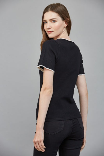 FATE BLACK PEARL TRIM DETAIL SWEATER