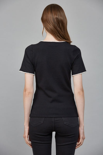 FATE BLACK PEARL TRIM DETAIL SWEATER