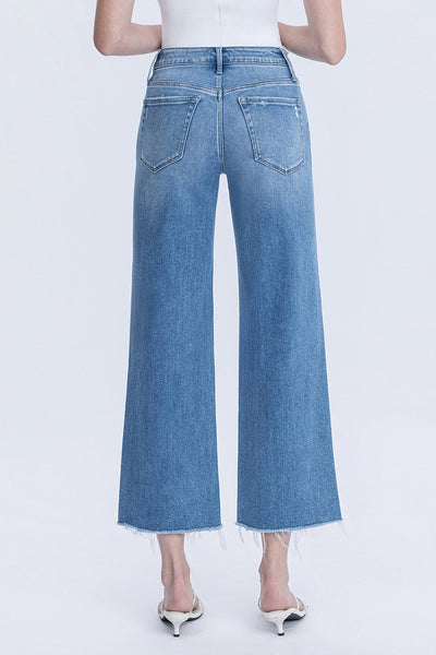FLYING MONKEY RAW HEM CROP SLIM WIDE JEANS CLAIRE