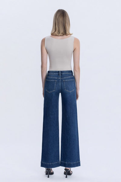 FLYING MONKEY HIGH RISE DARK TROUSER PATCH POCKET JEANS MELANIE