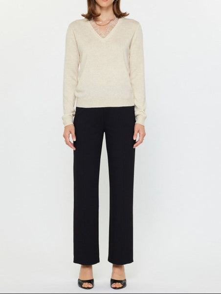 CURRENT AIR LACE TRIM SWEATER IVORY