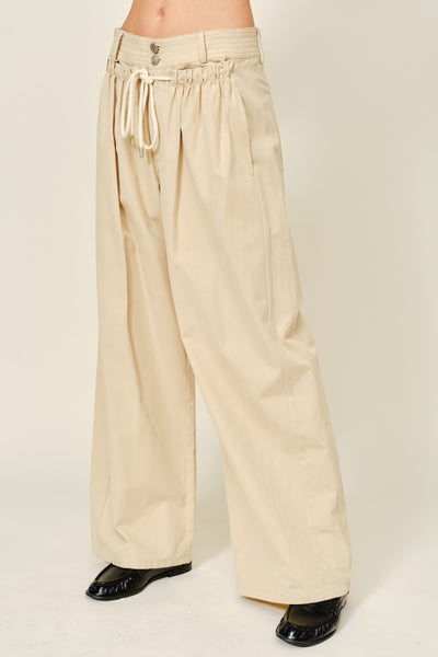 MOLLY STRAIGHT FRONT SHIRRING PANT MUSHROOM