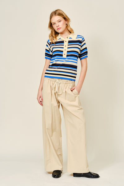 MOLLY STRAIGHT FRONT SHIRRING PANT MUSHROOM