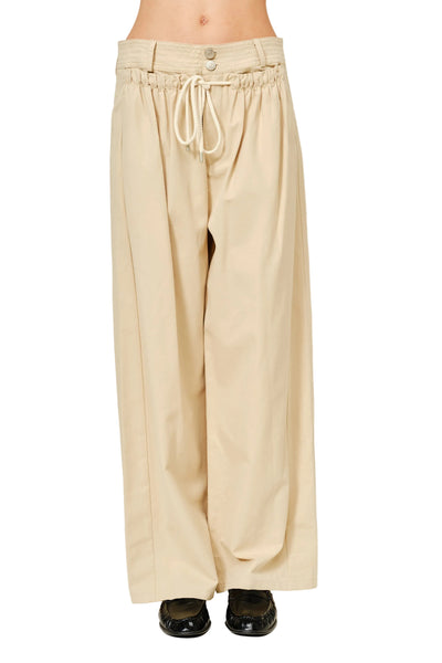 MOLLY STRAIGHT FRONT SHIRRING PANT MUSHROOM