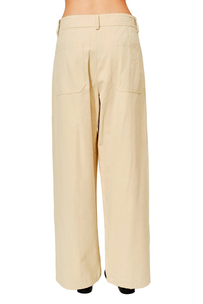 MOLLY STRAIGHT FRONT SHIRRING PANT MUSHROOM