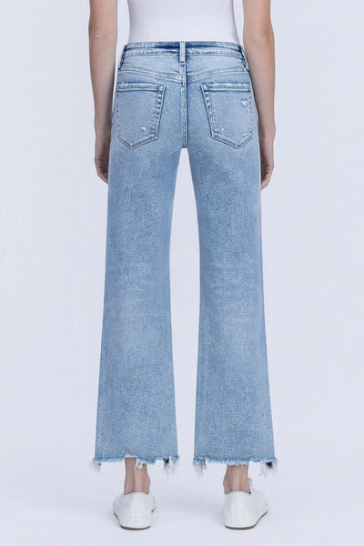 VERVET MID RISE UNEVEN RAW HEM SLIM WIDE JEANS ISLA