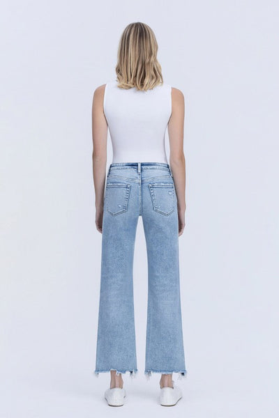 VERVET MID RISE UNEVEN RAW HEM SLIM WIDE JEANS ISLA