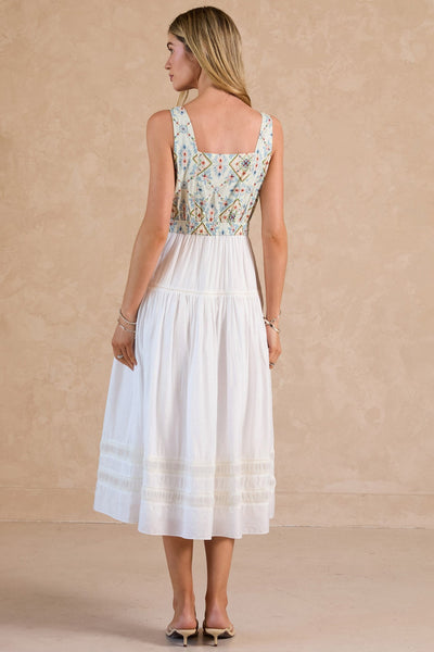 CURRENT AIR EMBROIDERED TIERED MIDI MAXI DRESS EVIE