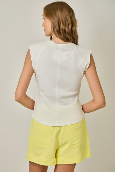 EXPOSED SEAM RIBBED TEE WASHED OFF WHITE