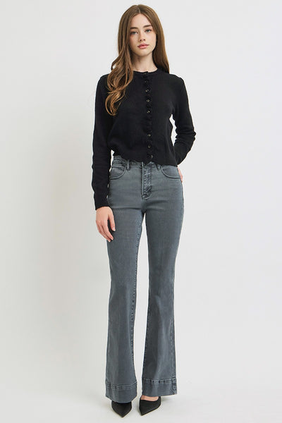 RISEN DARK GREY HIGH RISE FLARE PANTS GEMMA