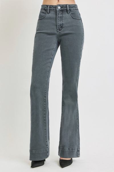 RISEN DARK GREY HIGH RISE FLARE PANTS GEMMA
