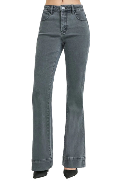 RISEN DARK GREY HIGH RISE FLARE PANTS GEMMA