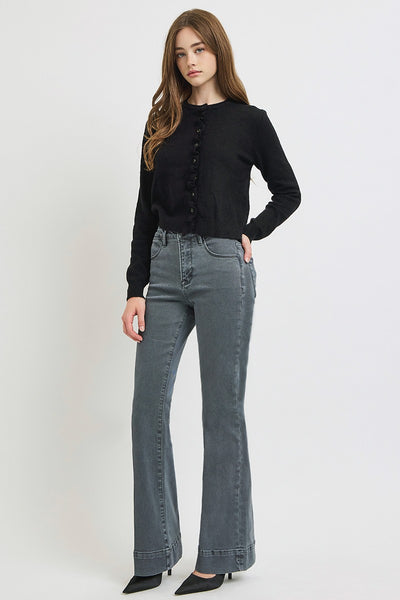 RISEN DARK GREY HIGH RISE FLARE PANTS GEMMA