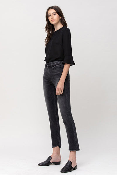 HIGH RISE STRAIGHT CROP W UNEVEN HEM DETAILS DELTA