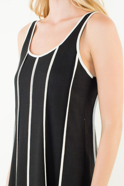 THML LEXI BLACK SLEEVELESS CONTRAST PIPING DRESS
