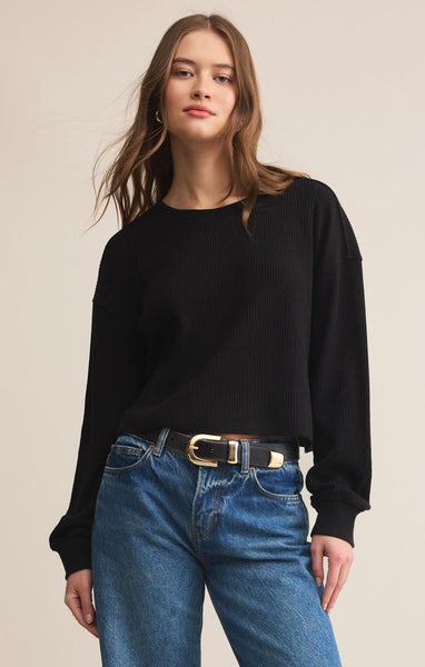 Z SUPPLY ANGEL MINI THERMAL TOP BLACK