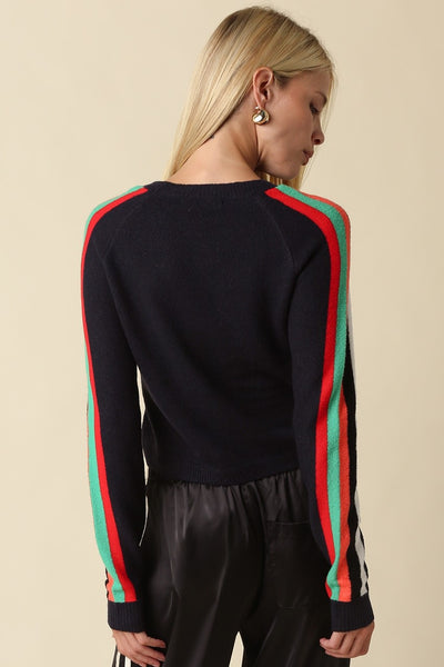 OLIVACOUS CONTRAST STRIPE KNIT SWEATER