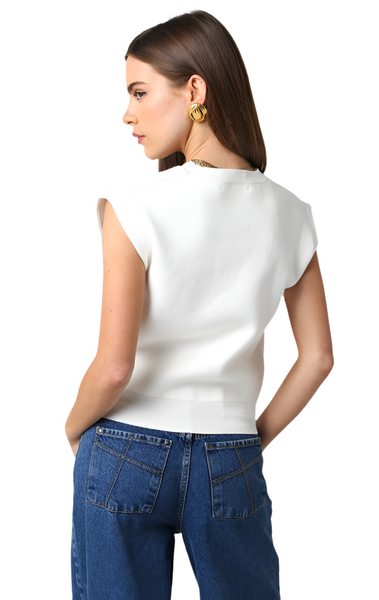 OLIVACEOUS MOLLY SHORT SLEEVE SWEATER WHITE