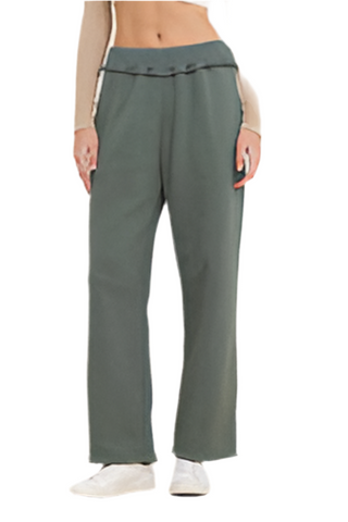 VINTAGE HAVANA OLIVE FLEECE PANT WITH RIB WAISTBAND