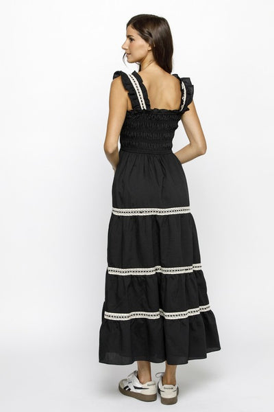 BLACK IVORY RUFFLED SUNDRESS