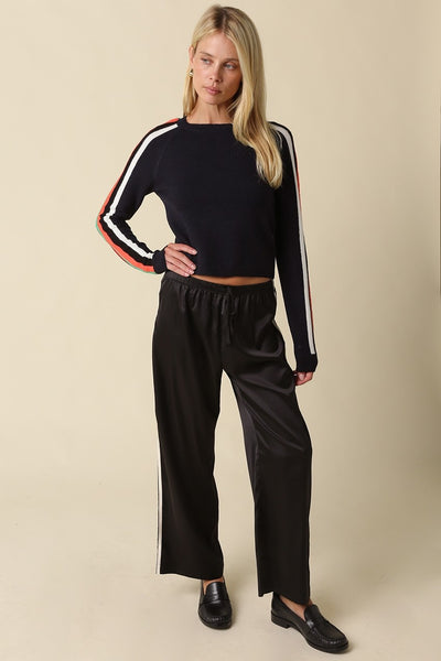 OLIVACOUS CONTRAST STRIPE KNIT SWEATER