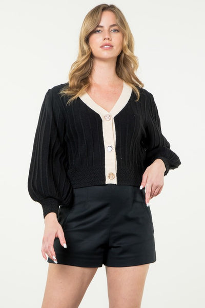 THML BLACK CROCHET DETAIL CARDIGAN